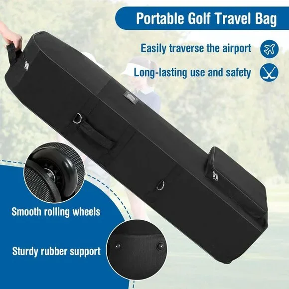 Golf Travel Covers for Airlines with Detachable Shoulder Straps, Soft Foldable